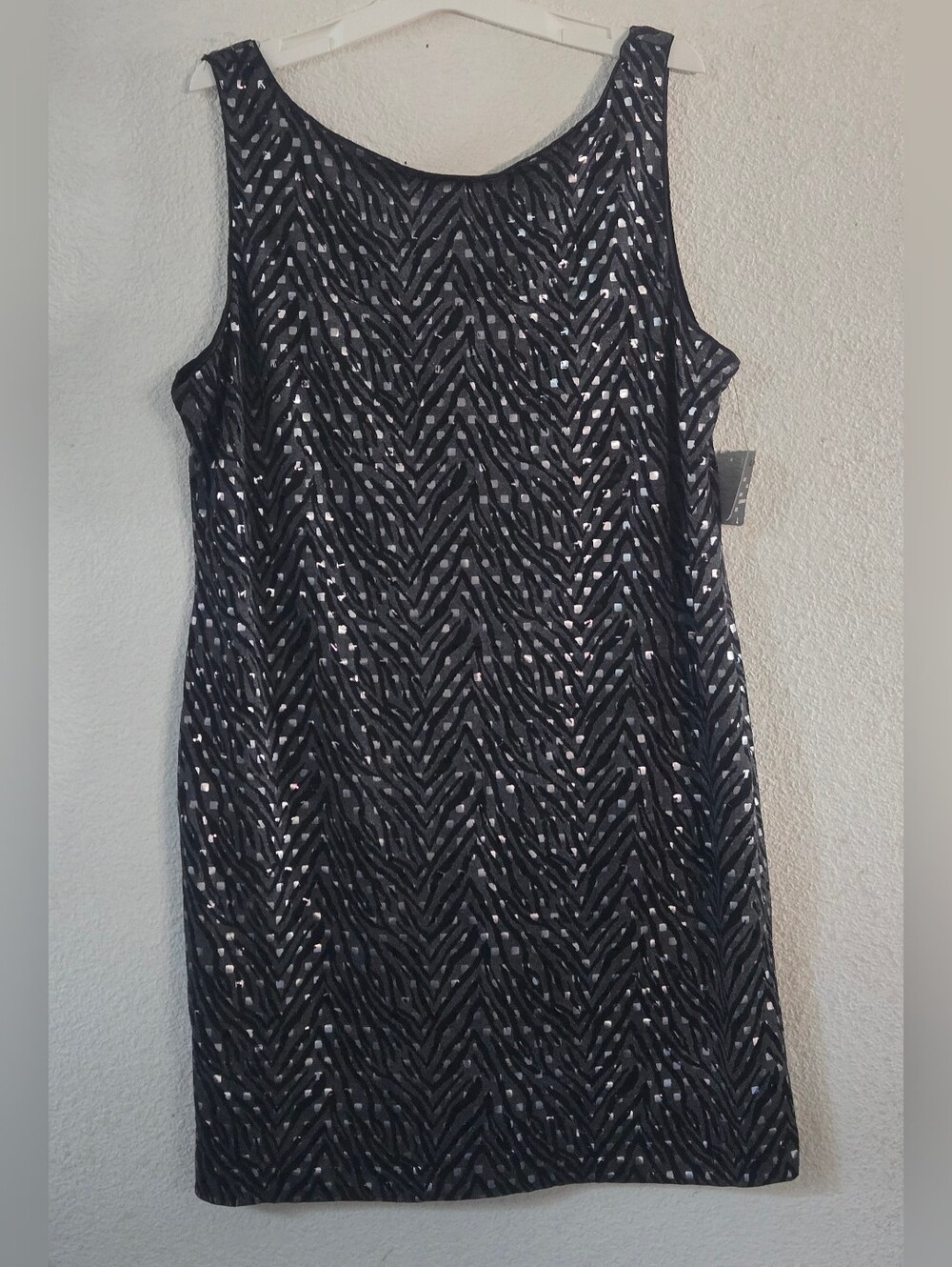Sleeveless Black Sequin Shift Dress